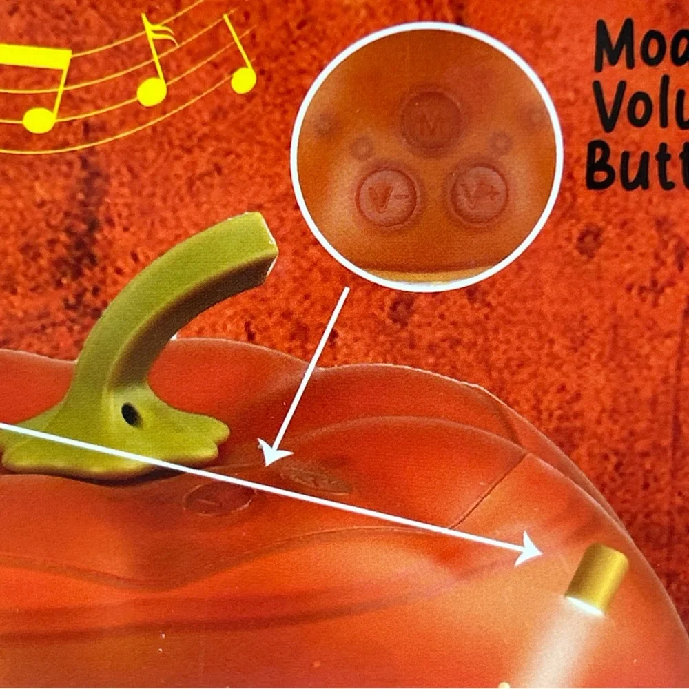 Halloween LED Pumpkin w/Speakers,Halloween Music 5-Fun & Spooky Faces 7.5x8.5”